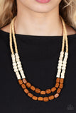 Paparazzi Accessories  - Bermuda Bellhop - Brown Wood Necklace