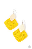 Paparazzi Accessories - Sabbatical WEAVE - Yellow Woven Earring