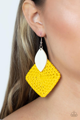 Paparazzi Accessories - Sabbatical WEAVE - Yellow Woven Earring