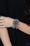 Paparazzi Accessories - Botanical Bravado - Pink Flower Bracelet