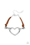 Paparazzi Accessories - Fashionable Flirt Necklace & Flirty Flavour Bracelet - Complete Brown Set