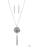 Paparazzi Accessories -  Rosy Redux - Silver Flower Necklace