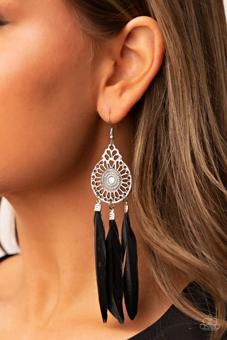 Paparazzi Accessories  - Pretty in PLUMES - Black Earring