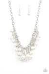 Paparazzi Powerhouse Pose - White - Necklace & Earrings - Life of the Party Exclusive February 2022