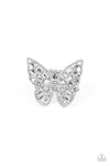 Paparazzi Accessories  - Bright-Eyed Butterfly - White Ring