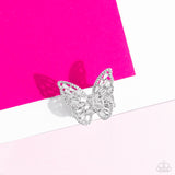 Paparazzi Accessories  - Bright-Eyed Butterfly - White Ring