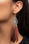 Paparazzi Accessories - Pretty in PLUMES - Brown Feather Earring