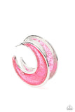 Paparazzi Accessories - Charismatically Curvy - Pink Hoop Earring