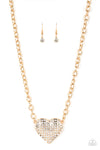 Heartbreakingly Blingy - Gold Necklace -Paparazzi Accessories