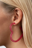 Paparazzi Accessories  - Heart-Throbbing Twinkle - Pink Heart Earring