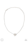 Twitterpated Twinkle - White Heart Choker/Necklace - Paparazzi Accessories