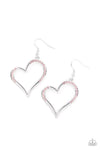 Paparazzi Accessories - Tenderhearted Twinkle - Pink Heart Earring