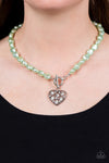 Paparazzi Accessories  - Color Me Smitten - Green Heart 💚 Necklace