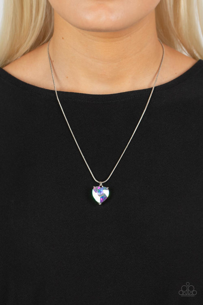 The Ari Heart Gold Pendant Necklace in Iridescent Drusy - The Trendy Trunk