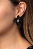 Paparazzi Accessories  - Jovial Jasmine - Black Flower Earring