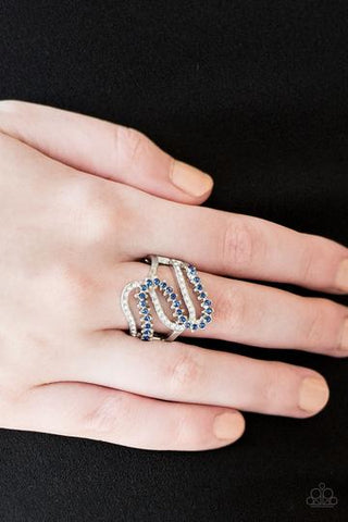 Paparazzi Make Waves - Blue Rhinestones - Ring