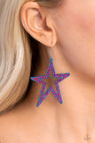 Rockstar Energy - Blue Star Earring- Paparazzi Accessories