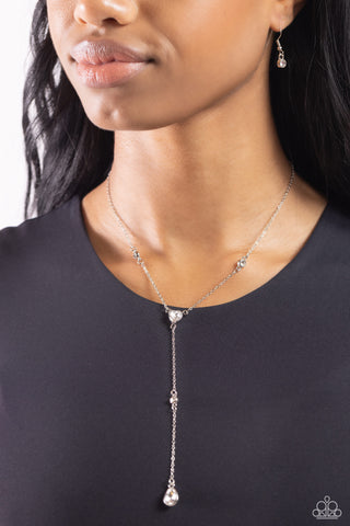 Lavish Lariat - White Necklace  - Paparazzi Accessories