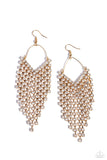 V Fallin - Gold Earring  - Paparazzi Accessories