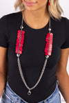 Shell Sensation - Red Lanyard Necklace - Paparazzi Accessories