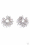 Fancy Fireworks - White Earring  - Paparazzi Accessories