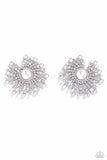 Fancy Fireworks - White Earring  - Paparazzi Accessories