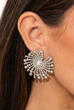 Fancy Fireworks - White Earring  - Paparazzi Accessories