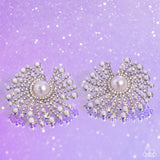 Fancy Fireworks - White Earring  - Paparazzi Accessories