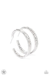 Paparazzi Accessories - GLITZY By Association - White Hoop Earring (Blockbuster)