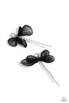 High-Class Heiress - Black Bow Earring  - Paparazzi Accessories