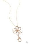 Flowering Fame - Gold Lanyard Necklace  - Paparazzi Accessories