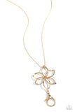 Flowering Fame - Gold Lanyard Necklace  - Paparazzi Accessories