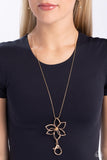 Flowering Fame - Gold Lanyard Necklace  - Paparazzi Accessories