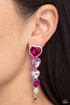 Cascading Casanova - Multi Pink Heart Earring  - Paparazzi Accessories