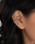 Glittery Glow Up - White Ear Cuff  - Paparazzi Accessories