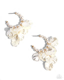 Frilly Feature - Gold Pearl Hoop Earring  - Paparazzi Accessories