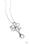 Flowering Fame - Silver Lanyard Necklace  - Paparazzi Accessories