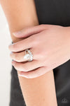 If The Crown Fits - White Teardrop Rhinestone Ring - Paparazzi Accessories