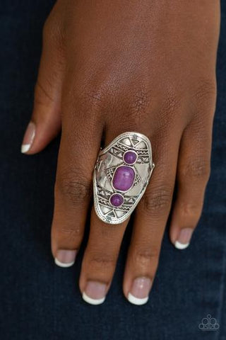Paparazzi Desert Paint - Purple Stones - Ornate Silver Ring