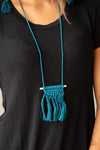 Paparazzi Accessories - Between You and MACRAME - Blue  Necklace