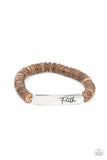 Paparazzi Accessories  -  Full Faith - Brown Bracelet  - Inspirational