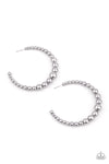 Paparazzi Accessories  - Glamour Graduate - Silver Pear Hoop Earring