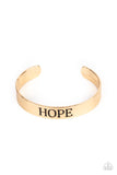 Paparazzi Accessories  - Hope Makes The World Go Round - Gold Inspirational Bracelet