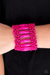 Paparazzi Accessories - Barbados Beach Club - Pink Wood Bracelet