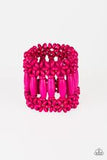 Paparazzi Accessories - Barbados Beach Club - Pink Wood Bracelet