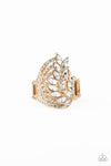 Paparazzi Clear-Cut Cascade - Gold Ring - Life of the Party Exclusive October 2020