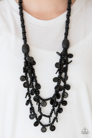 Paparazzi Accessories - SAFARI SAMBA - BLACK WOODEN NECKLACE